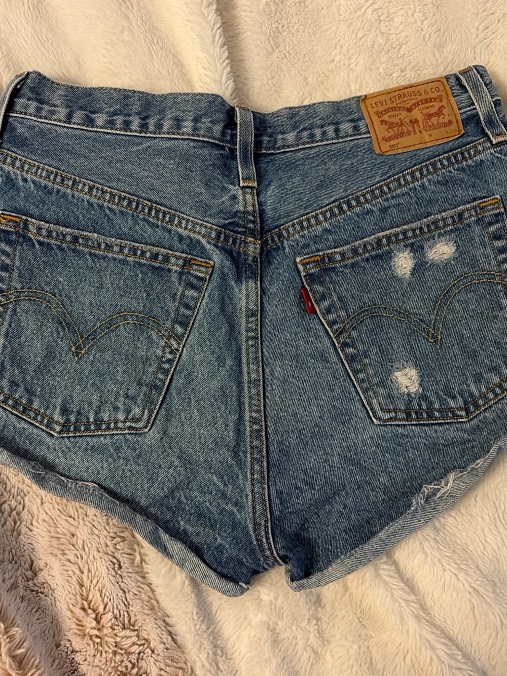 Levi's 501 Vintage Blue Distressed Denim Cutoff Shorts